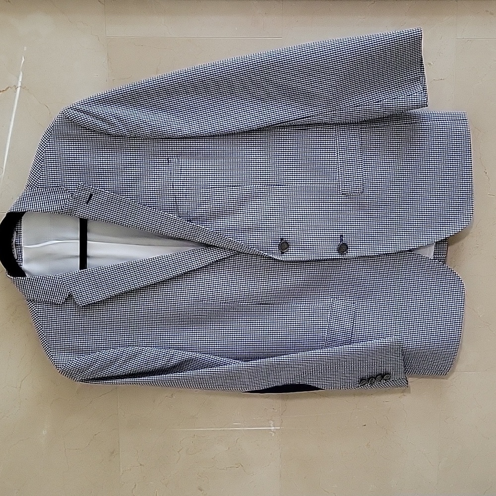MEN'S ZARA BLUE & WHITE BLAZER JACKET SPORTS COAT Size 42 $150
